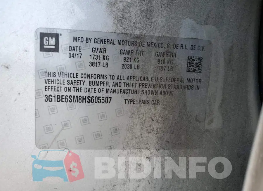 3G1BE6SM8HS605507 Photo# 12