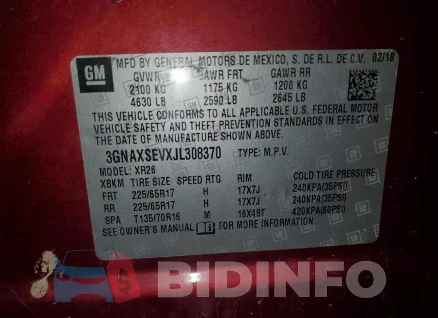 3GNAXSEVXJL308370 Photo# 12