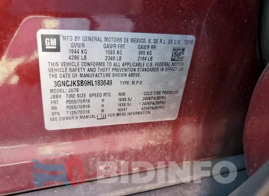 3GNCJKSB9HL183649 Photo# 14