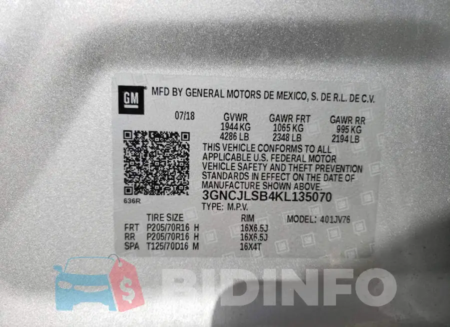3GNCJLSB4KL135070 Photo# 13