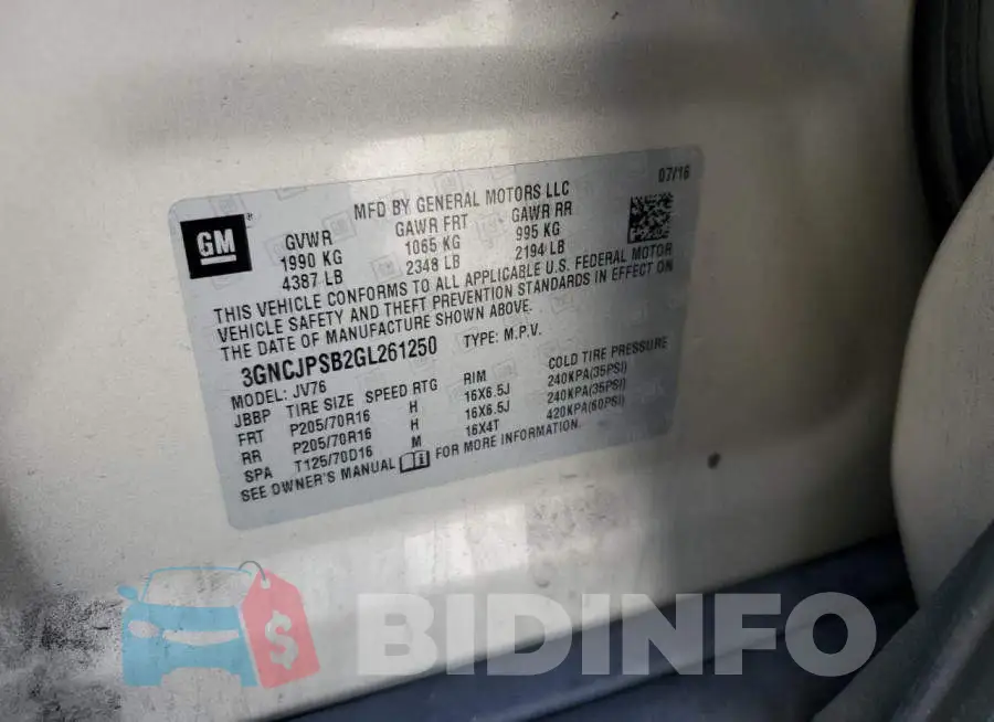 3GNCJPSB2GL261250 Photo# 13