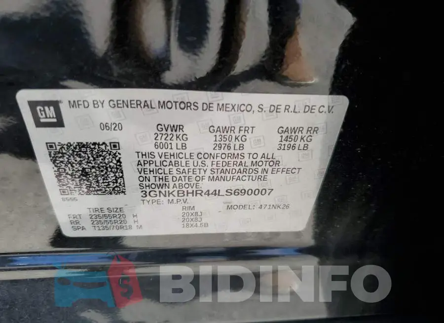 3GNKBHR44LS690007 Photo# 13
