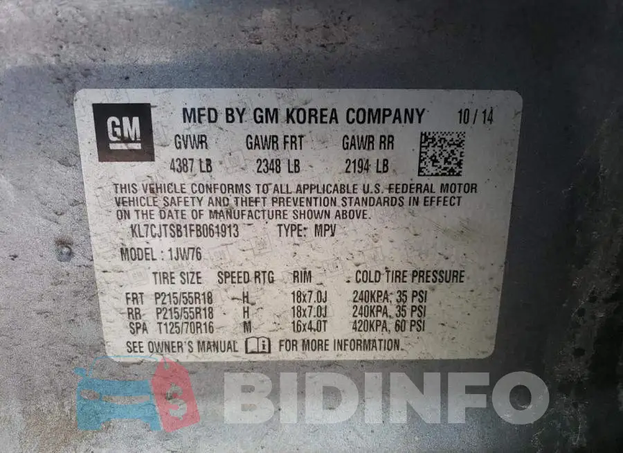 KL7CJTSB1FB061913 Photo# 13