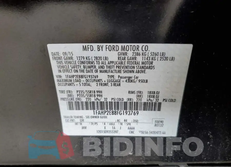 1FAHP2E88FG193769 Photo# 13