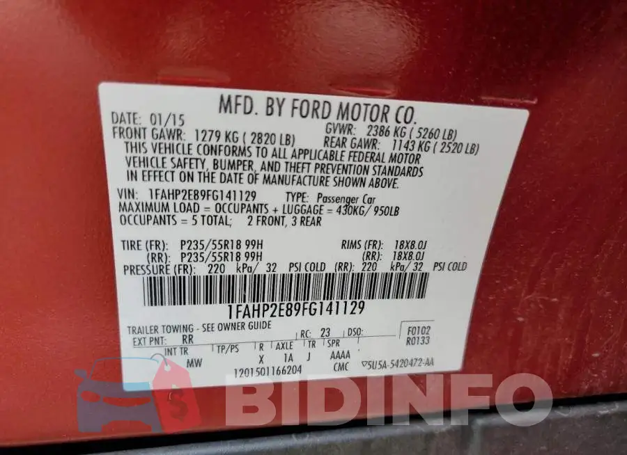 1FAHP2E89FG141129 Photo# 12