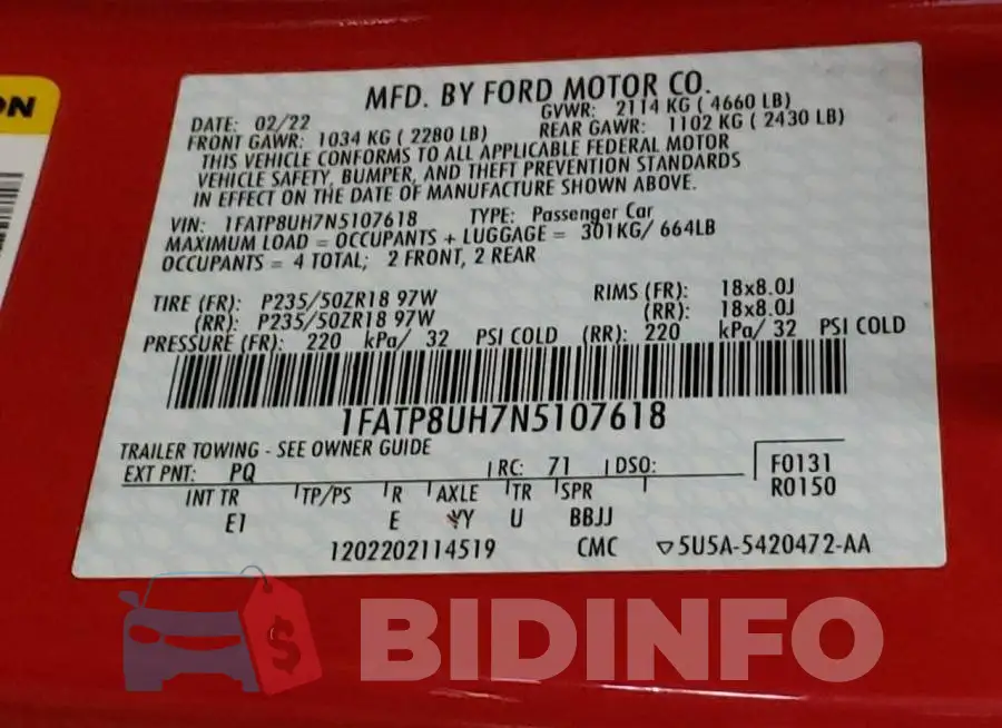 1FATP8UH7N5107618 Photo# 13