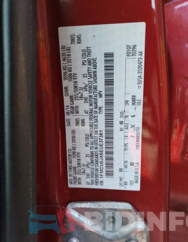 1FMCU0JX6EUE37381 Photo# 10
