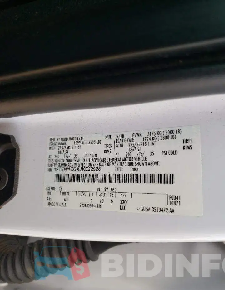 1FTEW1EGXJKE22928 Photo# 12