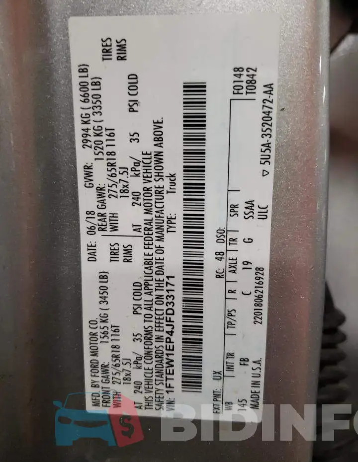 1FTEW1EP4JFD33171 Photo# 12