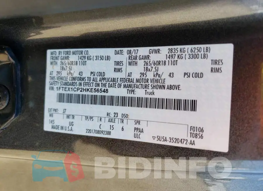 1FTEX1CP2HKE56548 Photo# 13