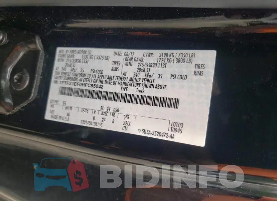 1FTFX1EF0HFC85042 Photo# 12