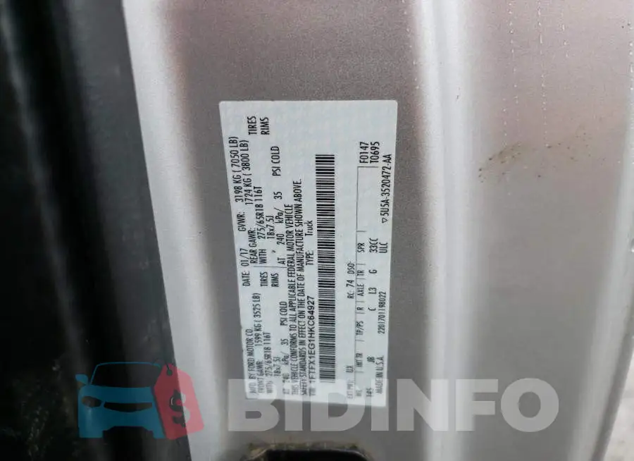 1FTFX1EG1HKC64927 Photo# 12