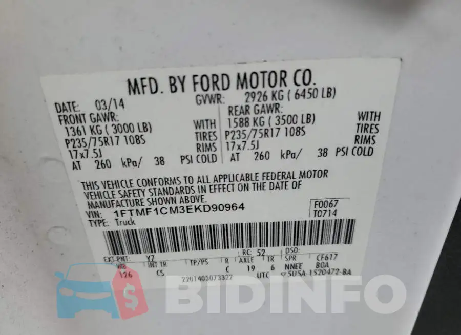 1FTMF1CM3EKD90964 Photo# 12