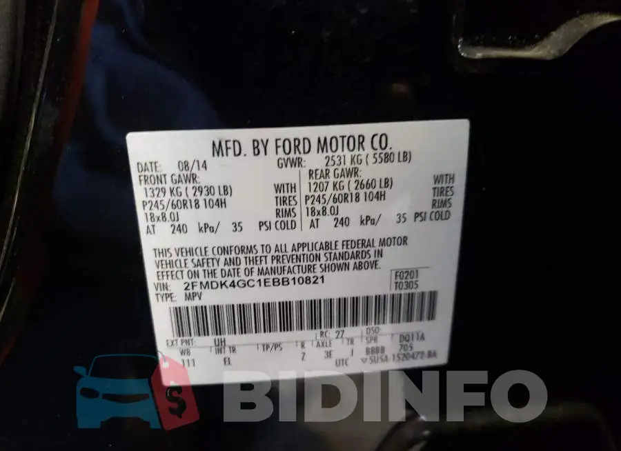 2FMDK4GC1EBB10821 Photo# 13