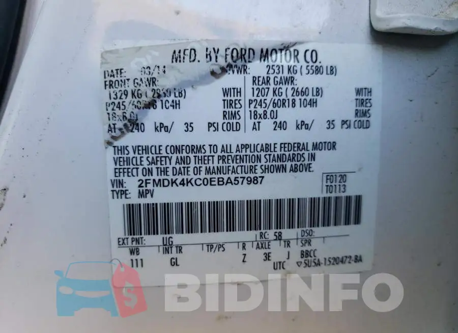 2FMDK4KC0EBA57987 Photo# 13