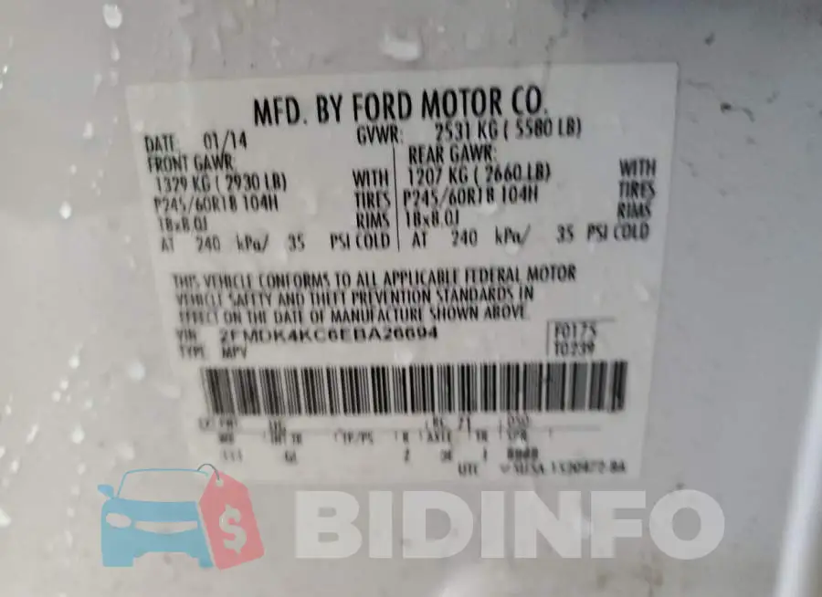2FMDK4KC6EBA26694 Photo# 14