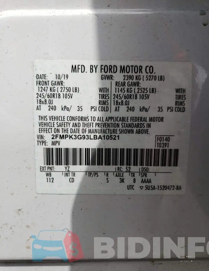 2FMPK3G93LBA10521 Photo# 13