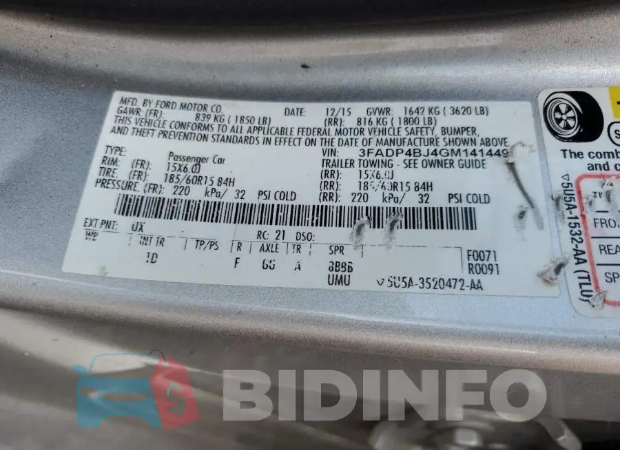 3FADP4BJ4GM141449 Photo# 13