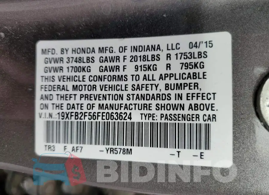 19XFB2F56FE063624 Photo# 13