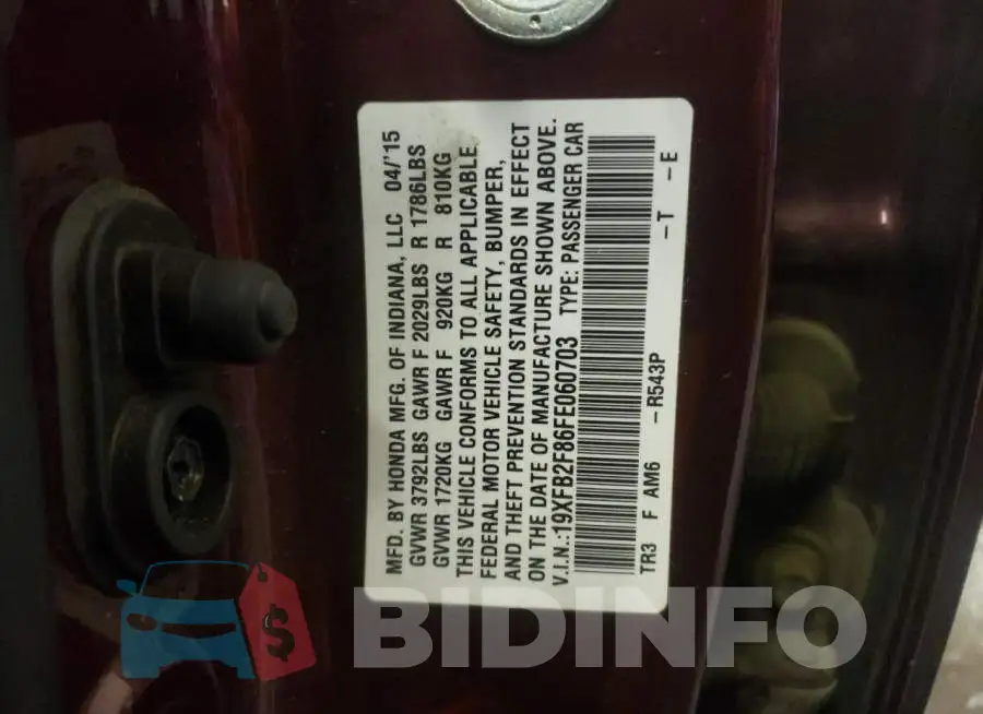 19XFB2F86FE060703 Photo# 12
