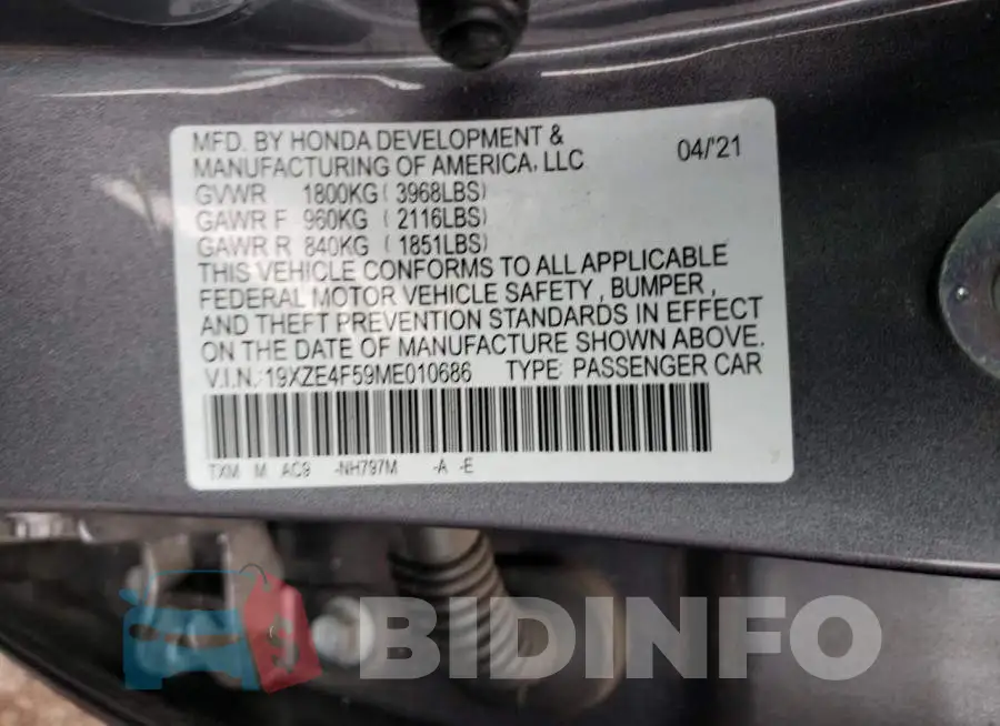 19XZE4F59ME010686 Photo# 12