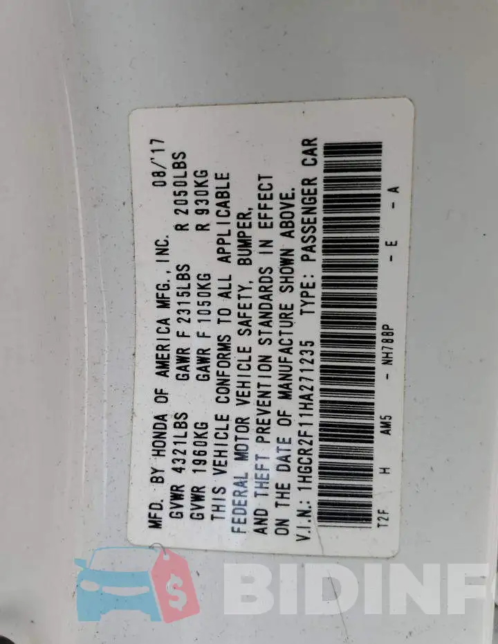 1HGCR2F11HA271235 Photo# 12