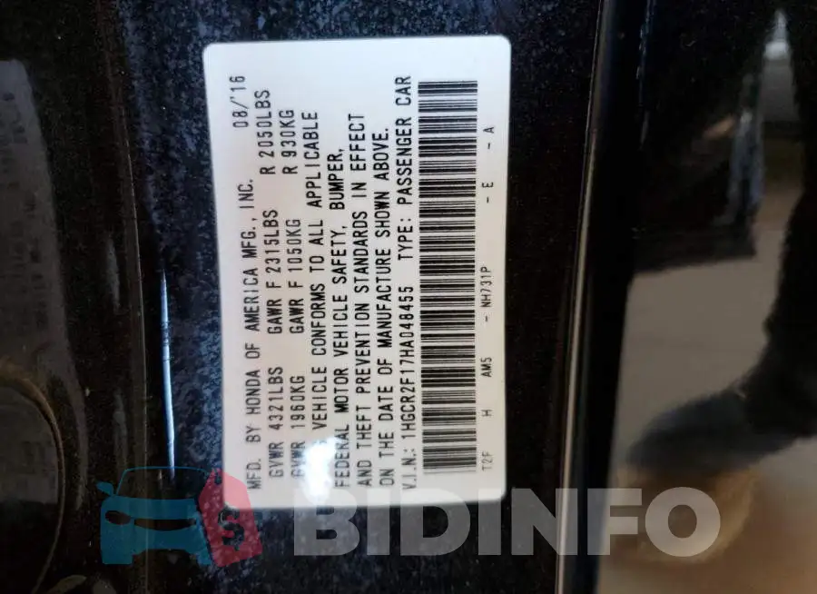1HGCR2F17HA048455 Photo# 13