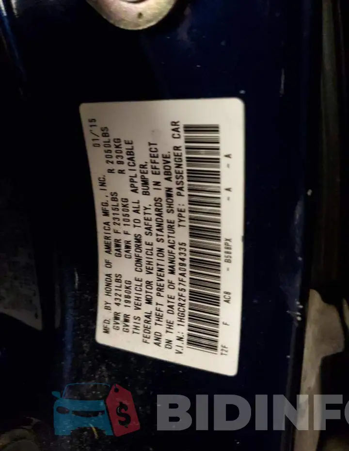 1HGCR2F57FA094335 Photo# 12