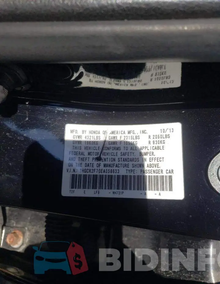 1HGCR2F70EA058633 Photo# 12