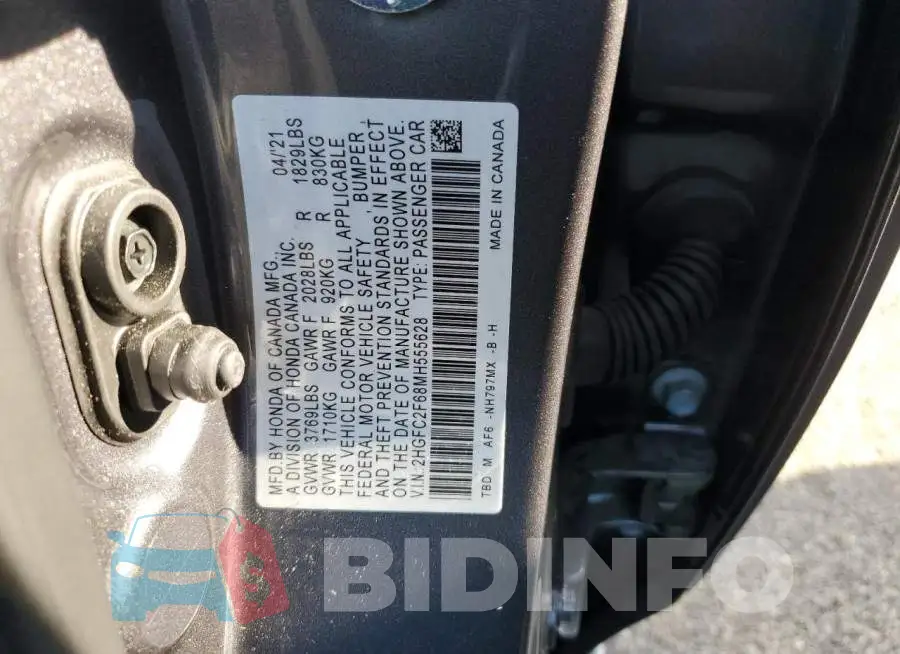 2HGFC2F68MH555628 Photo# 13