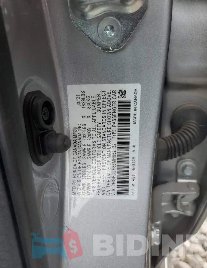 2HGFC2F86MH552132 Photo# 12