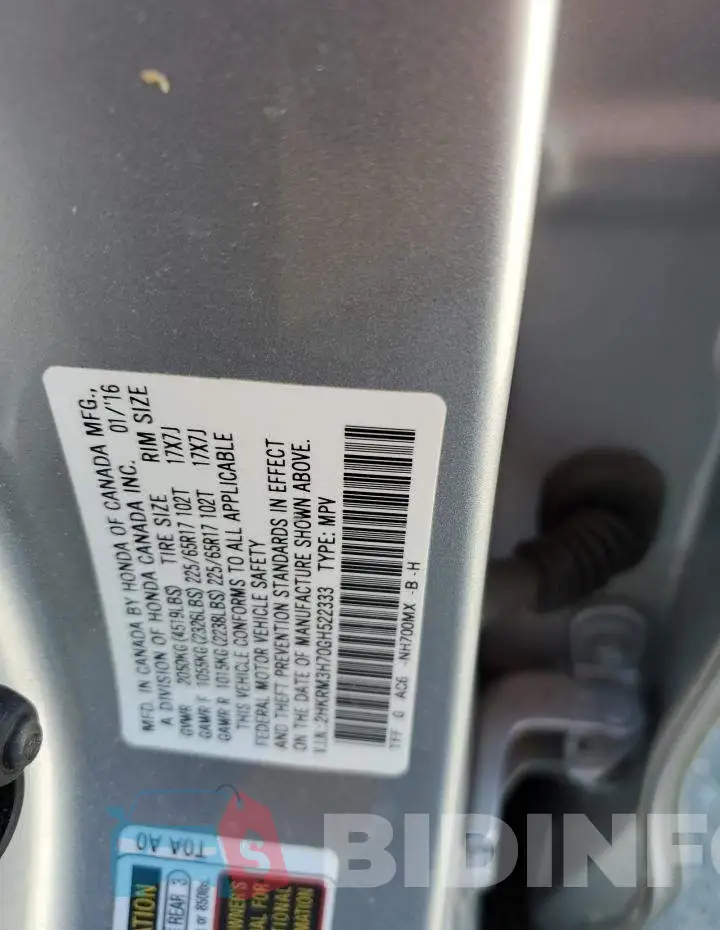 2HKRM3H70GH522333 Photo# 14