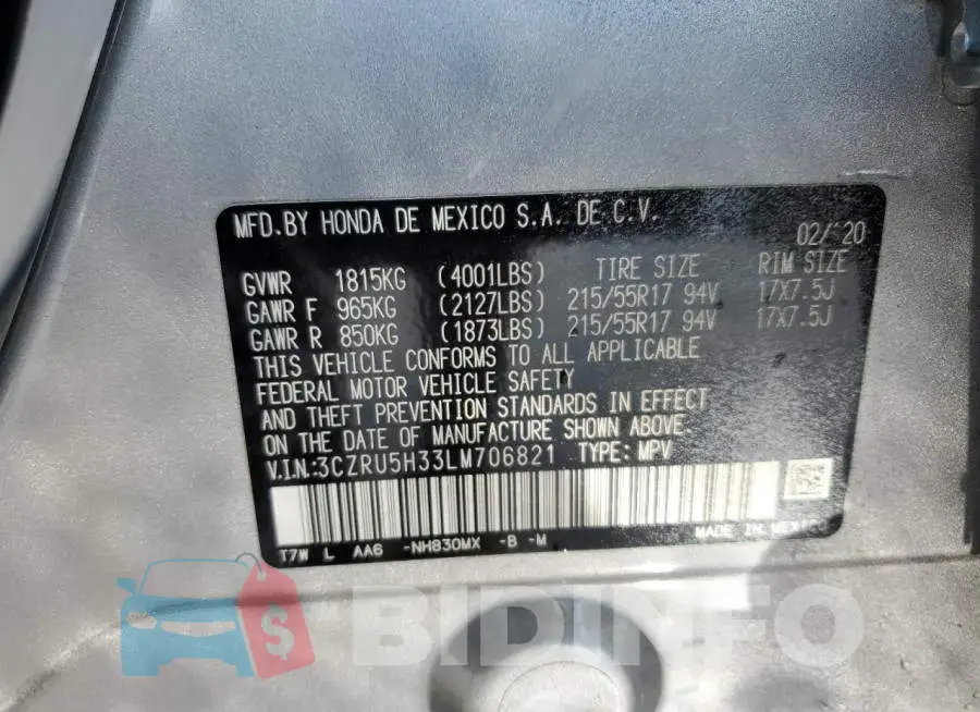 3CZRU5H33LM706821 Photo# 13