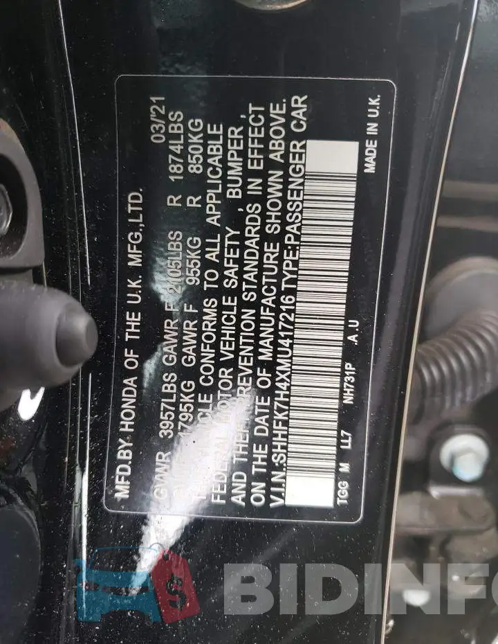 SHHFK7H4XMU417216 Photo# 12