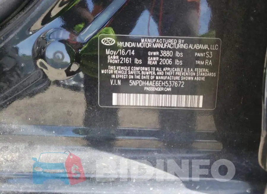 5NPDH4AE6EH537672 Photo# 12