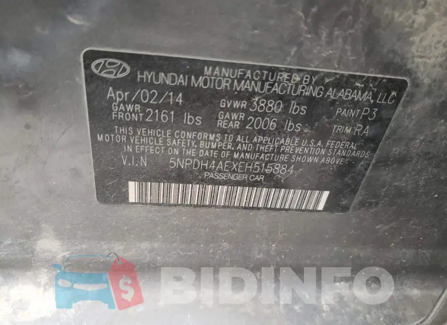 5NPDH4AEXEH515884 Photo# 12