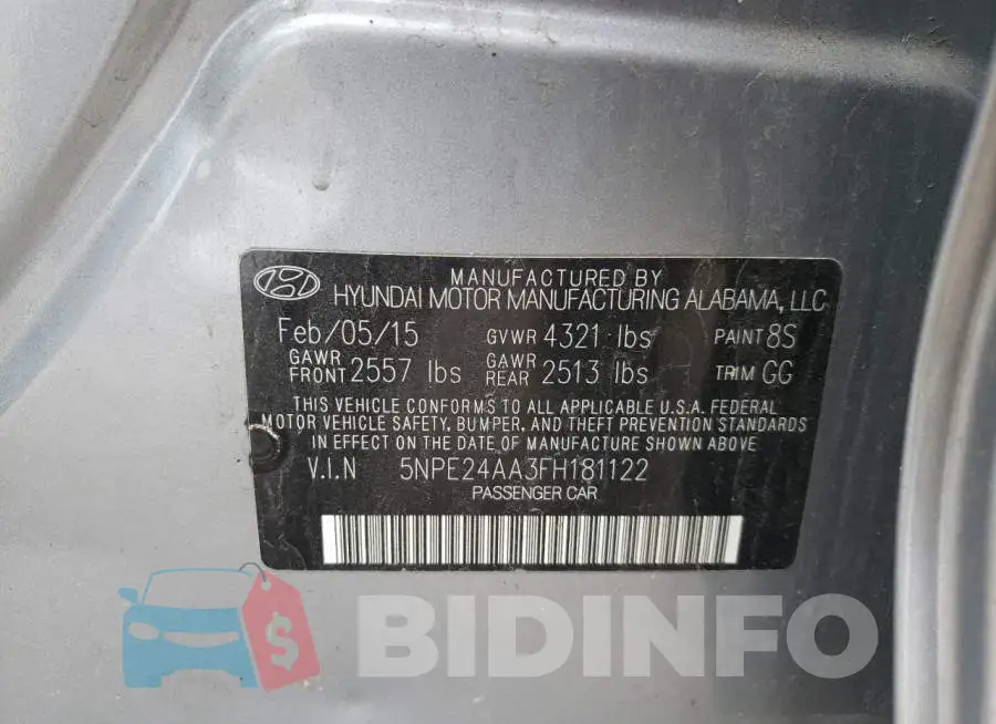 5NPE24AA3FH181122 Photo# 13