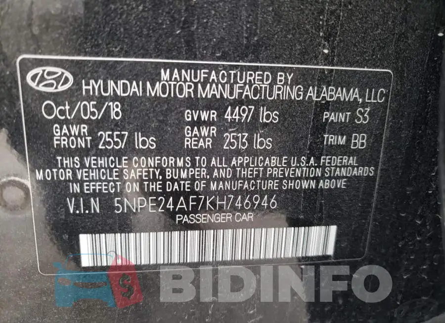 5NPE24AF7KH746946 Photo# 13