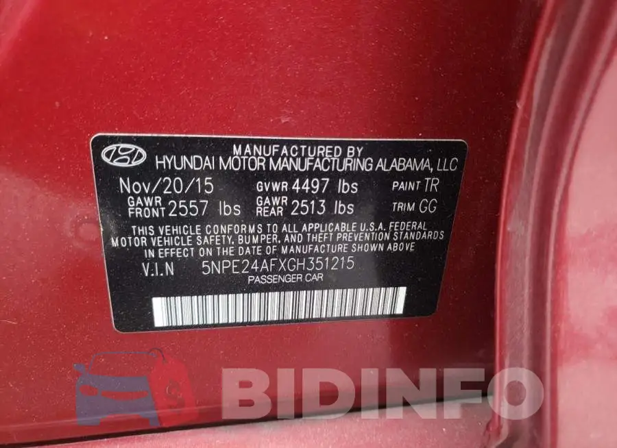5NPE24AFXGH351215 Photo# 12