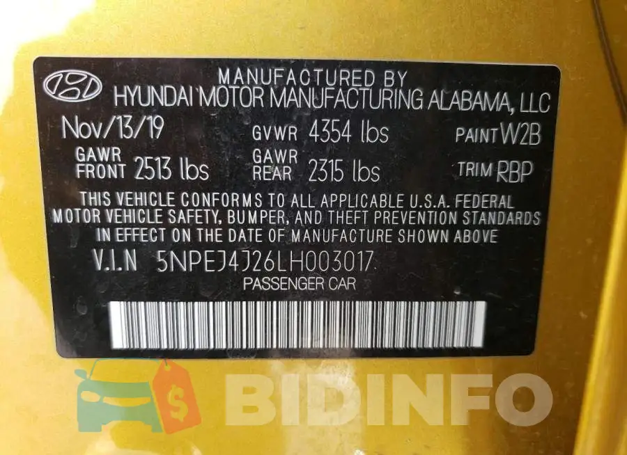 5NPEJ4J26LH003017 Photo# 12