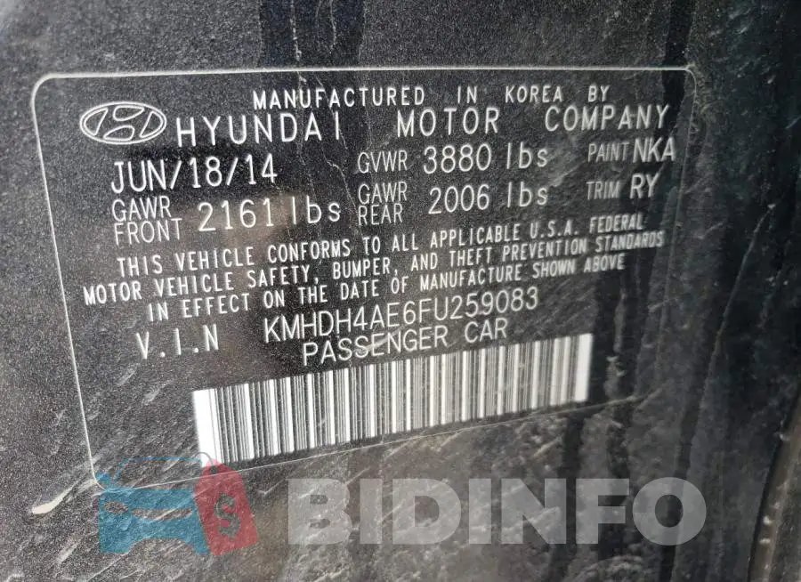 KMHDH4AE6FU259083 Photo# 13