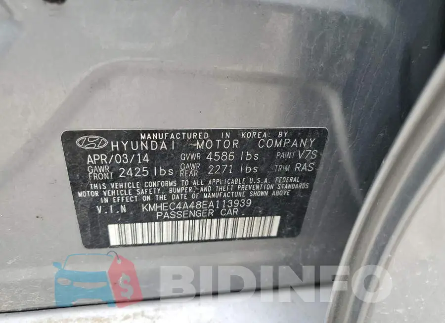 KMHEC4A48EA113939 Photo# 12