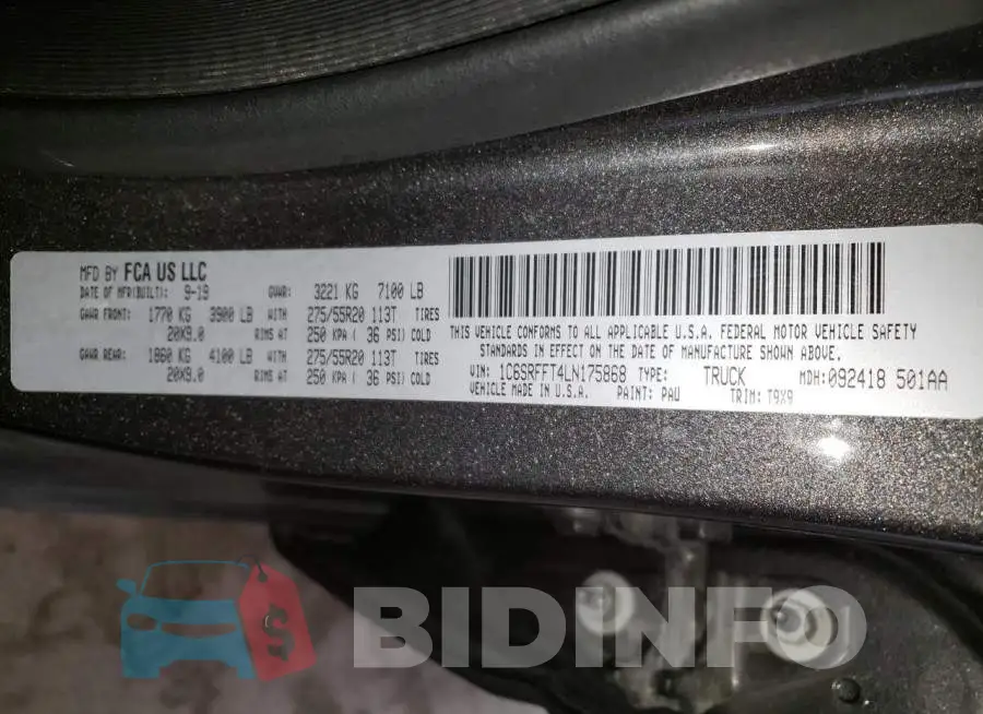 1C6SRFFT4LN175868 Photo# 12