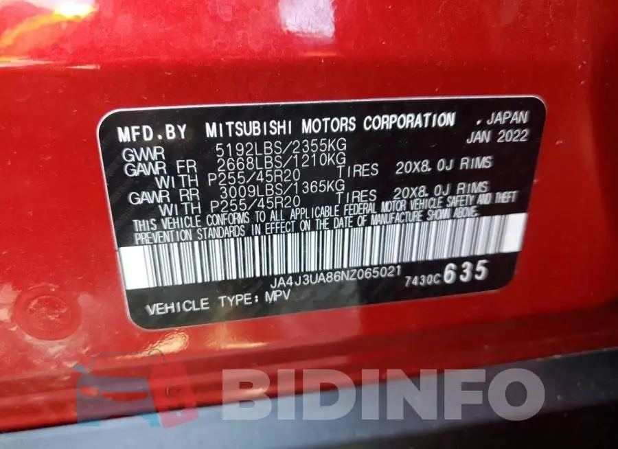 JA4J3UA86NZ065021 Photo# 13