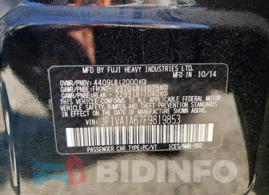 JF1VA1A67F9819853 Photo# 12
