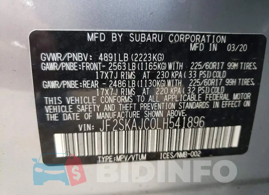 JF2SKAJC0LH541896 Photo# 13
