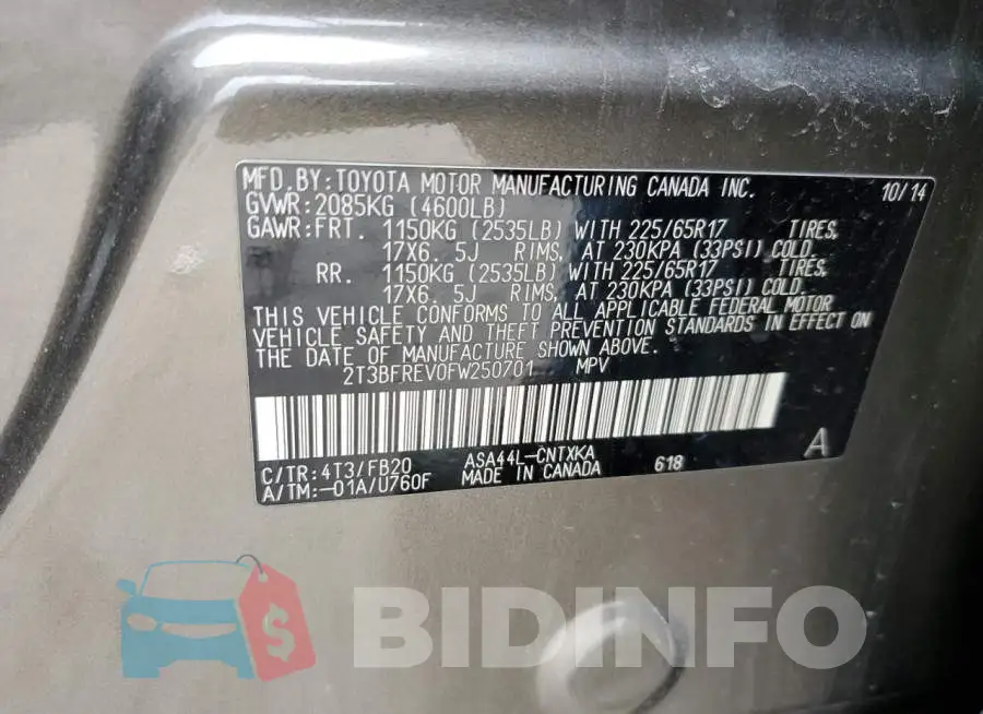 2T3BFREV0FW250701 Photo# 14