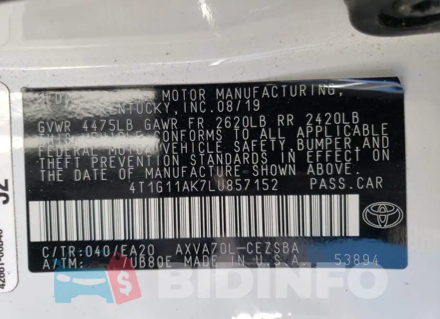 4T1G11AK7LU857152 Photo# 12