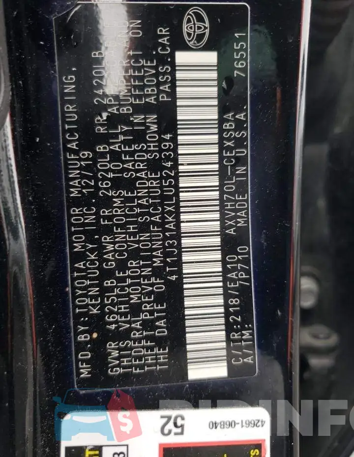 4T1J31AKXLU524394 Photo# 12