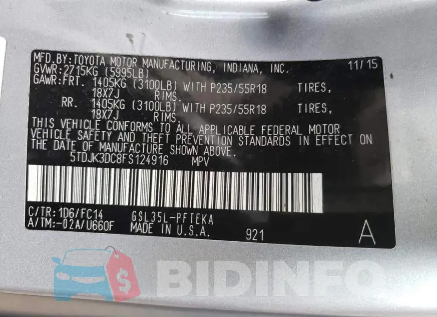 5TDJK3DC8FS124916 Photo# 10